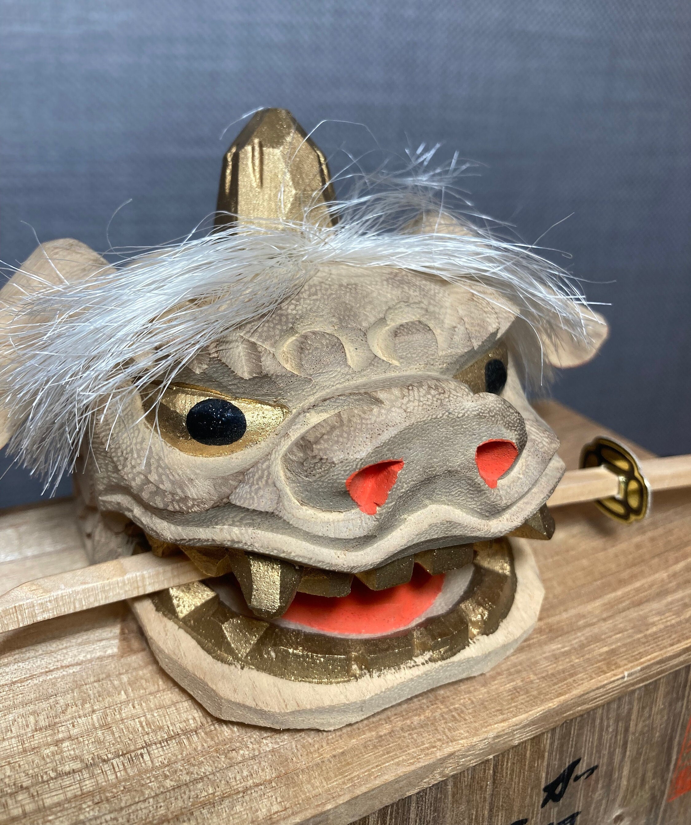 Japanese Lion's Head (shishigashira) Birchwood Kaga Lion| Handmade