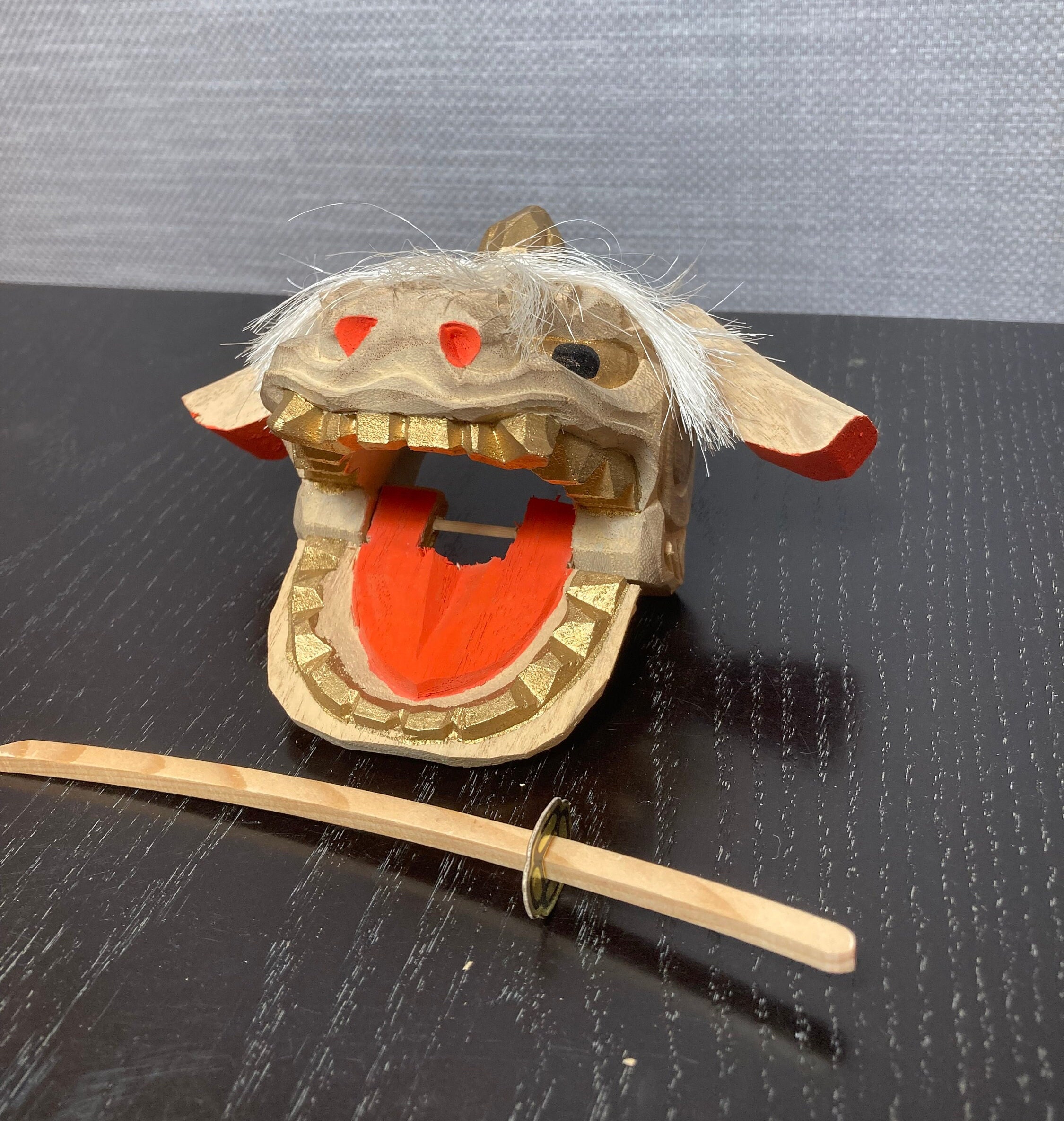 Japanese Lion's Head (shishigashira) Birchwood Kaga Lion| Handmade