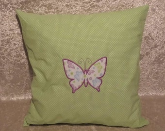 Cushion including ticking, butterfly, green, 40 cm