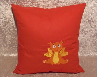 Cushion including ticking, dragon, red, 40 cm