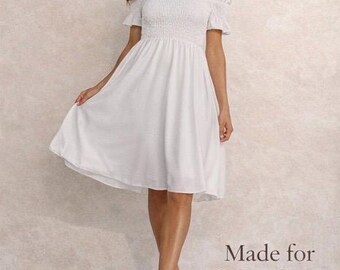 Paul Brown Off-Shoulder Smocked Midi Dress | Bardot Summer Flowy White Elegance