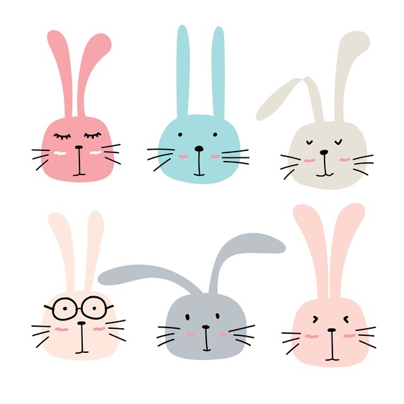 Rabbit Clipart Bunny Clipart Cute Bunny Clipart Cute Bunny | Etsy