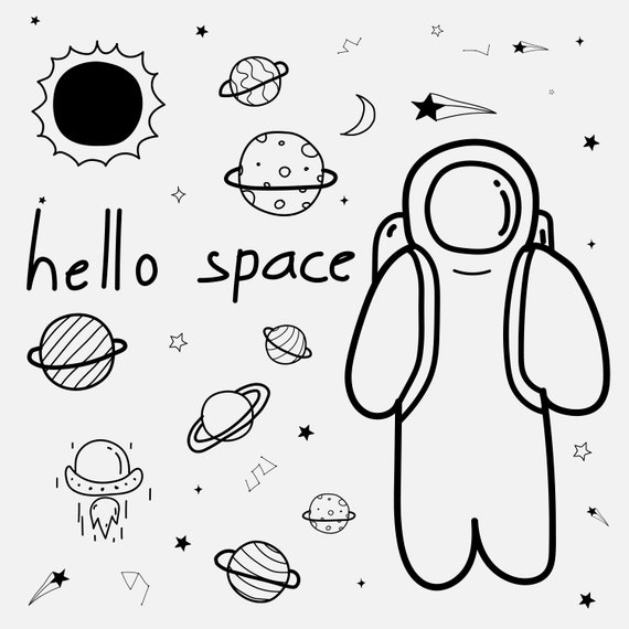Hand Drawn Space Space Clipart Outer Space Clipart Star Etsy
