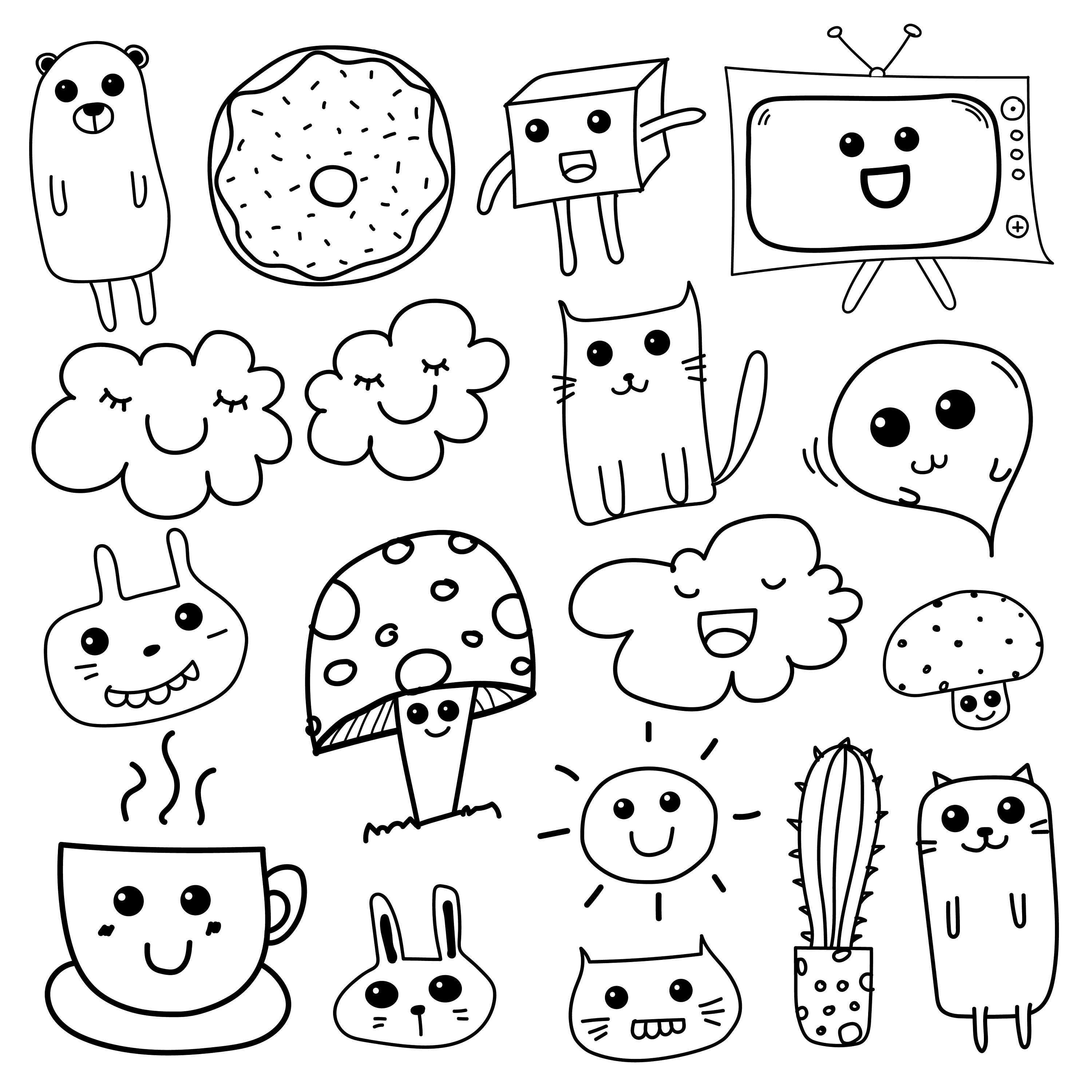 Doodle Kawaii Clipart Doodle Clipart For Kids Kawaii | Etsy