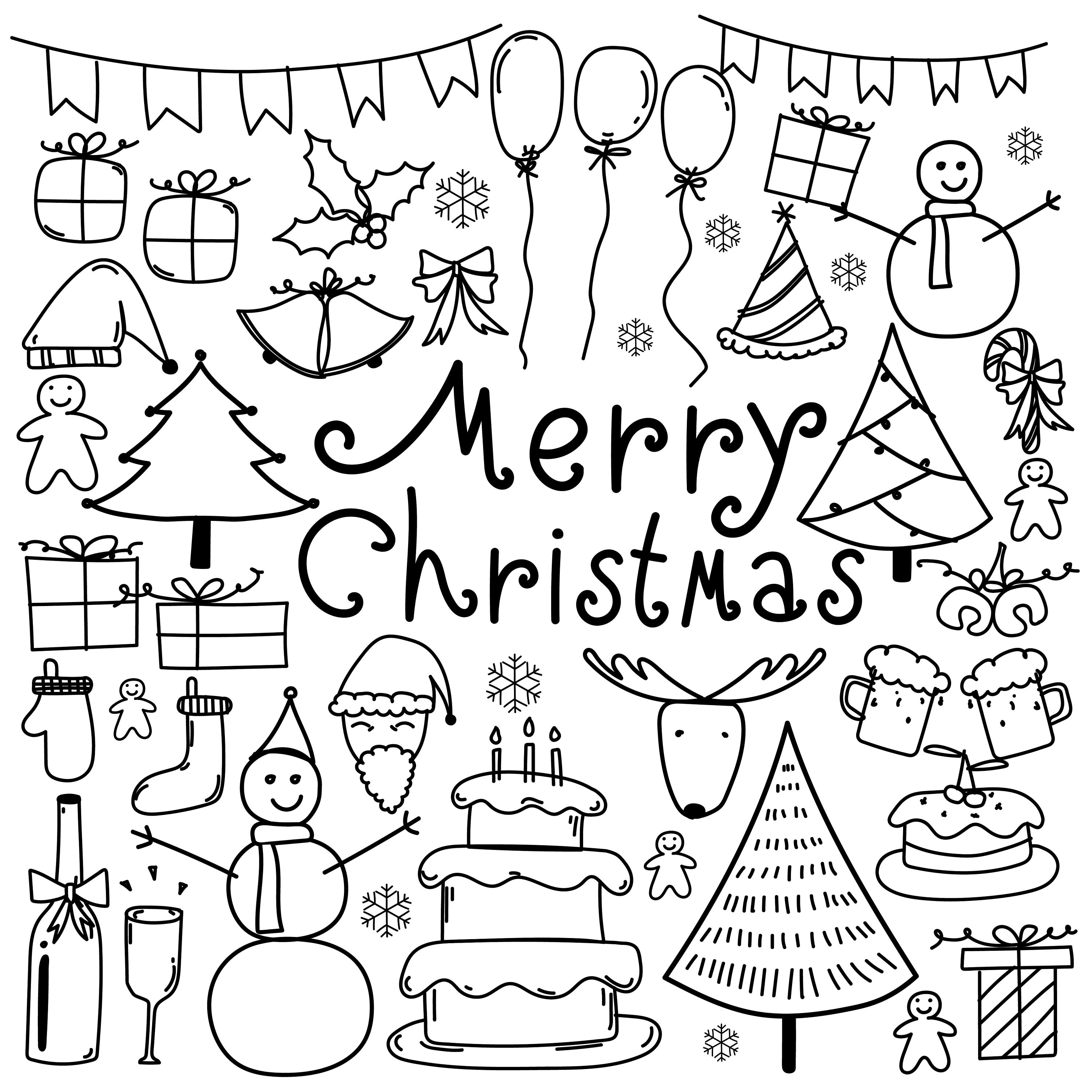 Hand gezeichnet Weihnachten Doodle Frohe Weihnachtscliparts | Etsy