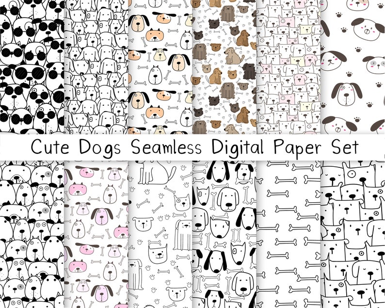 Cute Dogs Seamless Digital Paper Dog Paper Dog Digital Dog Etsy