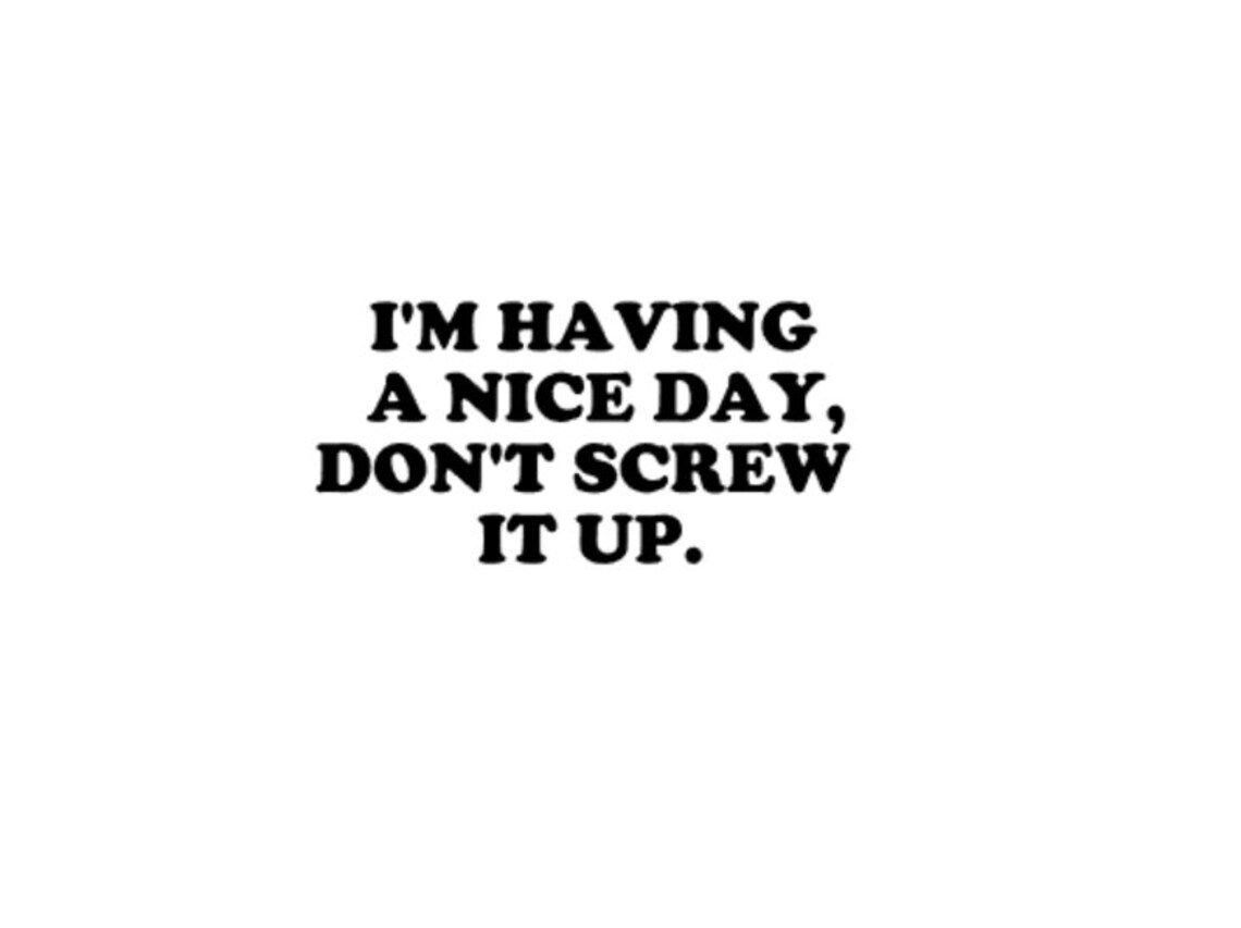 I m Having A Nice Day Don t Screw It Up Decal Funny Etsy
