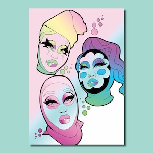 Kim Chi ‘Bubbles’ - Drag Race Mixed Media Art Print Queer Postcard