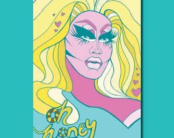 Trixie Mattel ‘Honey’ - Drag Race Mixed Media Art Print Queer Postcard