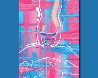 Bimini Bon Boulash ‘Balloon Burst’ - Drag Race UK Mixed Media Art Print Queer Postcard