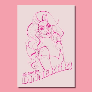 Miz Cracker ‘Dinner’ - Drag Queen Mixed Media Queer Art Print Postcard
