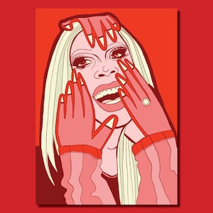 Katya ‘Hands’ - Drag Queen Mixed Media Queer LGBT Art Print Postcard