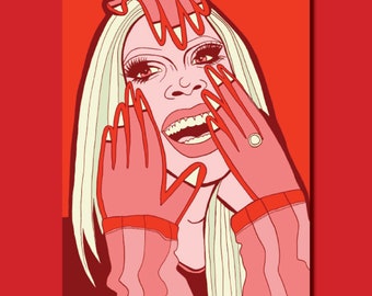 Katya ‘Hands’ - Drag Queen Mixed Media Queer LGBT Art Print Postcard