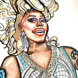Jasmine Masters - Rupauls Drag Race Original Mixed Media Art Illustration