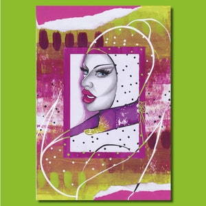 Krystal ‘Dragonfruit’ - Drag Race UK, Drag Queen Mixed Media Queer Art Print Postcard