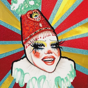 Impressão de Lill ‘Clown’ Drag Race UK, cartão postal com impressão de arte Drag Queen