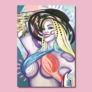 Kylie Sonique ‘Tran Pride’ - All Stars 6 Drag Queen Mixed Media Queer Art Print Postcard