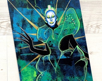Arte de la drag queen Raja 'Alien' - Obra de arte LGBT de técnica mixta