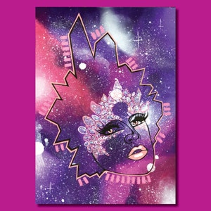 Lawrence Chaney ‘Galaxy’ - Drag Queen Mixed Media LGBT Queer Art Print Postcard