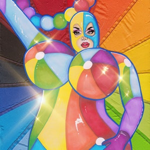 Mistress Isabelle Brooks ‘Beach Ball’ - Drag Race Art Print Postcard