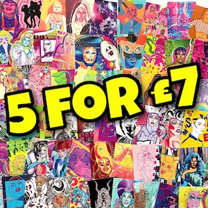 Drag Queen-ansichtkaarten! 5 voor 7,00 !! Drag Race-kunstprint, postkaartenpakket, Rupaul LGBT-printset, BESTSELLER!