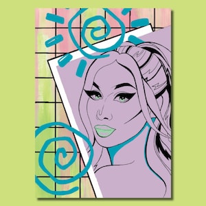Plastique Tiara ‘80s’ - Drag Queen Mixed Media Queer Art LGBT Print Postcard