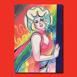 Scarlet Envy ‘Pride’ - All Stars 6 Drag Queen Mixed Media Queer Art Print Postcard