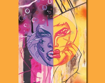 Utica Queen ‘2-in-1’ - Drag Queen Mixed Media LGBT Queer Art Print Postcard