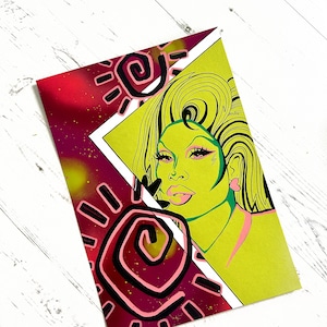 Shea Coulee ‘90s’ Original Artwork, Drag Race Original Artwork, Drag Queen Art Print