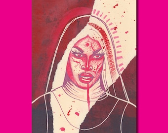 Tayce ‘Fatality’- Drag Race UK Mixed Media Art Print Queer Postcard