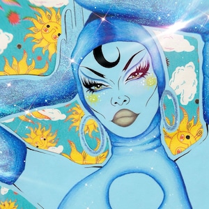 Sminty Drop ‘Aqua’ Print - Drag Queen Art Print, Drag Race Art, LGBT Queer Art Print Postcard