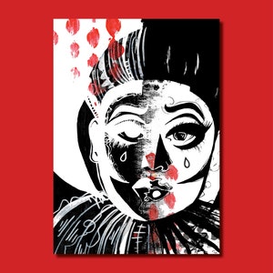 Kim Chi 'Black and White Mime' - Drag Race Art Print Postcard
