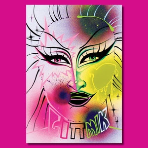 GottMik ‘Eleganza’ - Drag Queen Mixed Media LGBT Queer Art Print Postcard