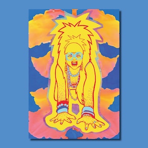 Ginny Lemon ‘Roar!’ - Drag Race UK Mixed Media Art Print Queer Postcard