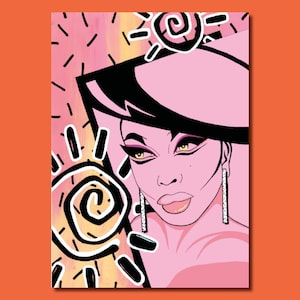 Raven ‘80s’ - Drag Queen Mixed Media Queer Art Print Postcard