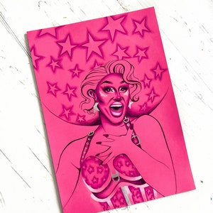 Vicki Vivacious ’Western Pink’ Original Artwork, Drag Race UK Original Artwork, Drag Queen Art Print