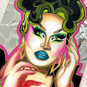 Irene Dubois ‘Alien’ Artwork, Original Drag Race Artwork, Drag Queen Art Print