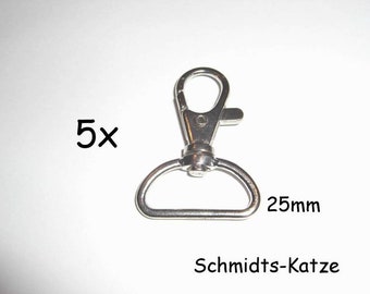 5 x Schlüsselbandkarabiner 1", 43 x 25mm