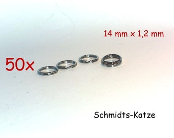 50 x Schlüsselringe aus Federstahl 14 mm