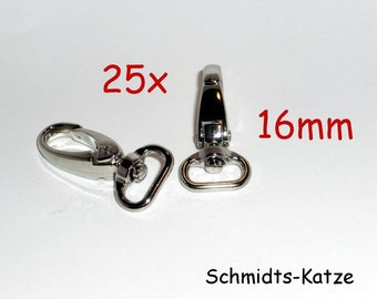 25x Carabiner hook 16 mm silver