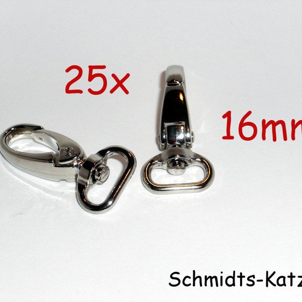 25x Karabinerhaken 16mm Silber