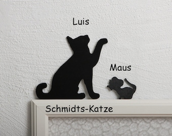 Kantenhocker Katzenfigur "Luis mit Maus"