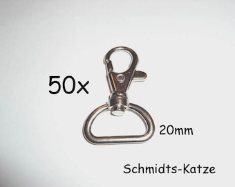 50 x Schlüsselbandkarabiner 3/4", 43 x 20mm