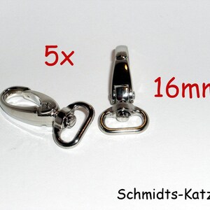 5x Karbinhakar 16 mm silver