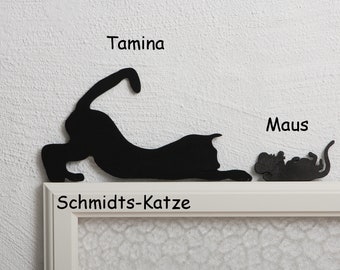 NEU in 6mm Katze für den Türrahmen "Tamina mit Maus"