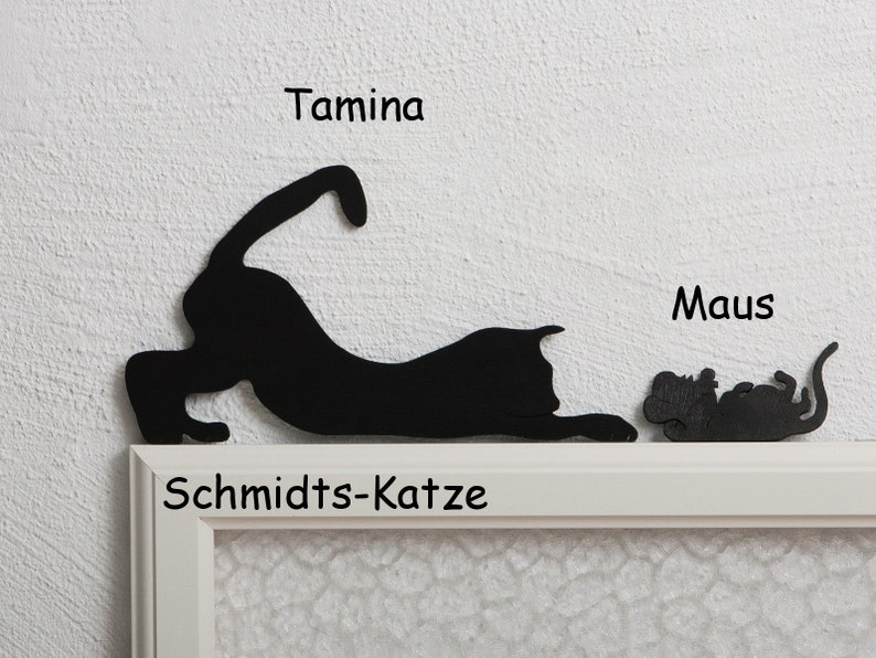 Katze für den Türrahmen Tamina mit Maus Bild 1