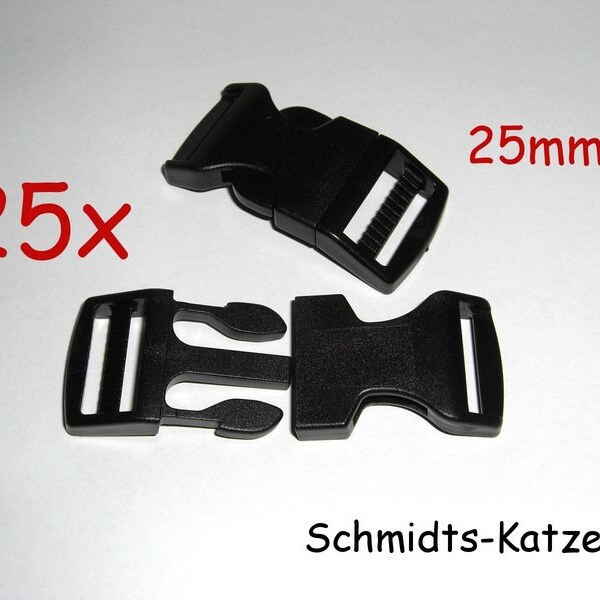 25x 25mm Steckschnallen mit Schrägstellung