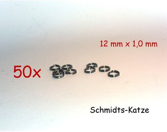 50 x Schlüsselringe aus Federstahl 12 mm