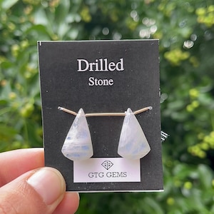 Drilled Rainbow Moonstone, Drop Rainbow Moonstone 22x13mm Approximately 19 Carat (GTG-DRM-7)