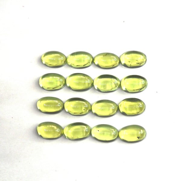 Peridot Cabs Oval 6x4mm Approximately 9.28 Carat, 16 Pieces (GTG-P-76)